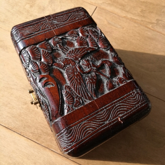 Vintage Carved Wooden Jewelry Box - Picture 3 of 12